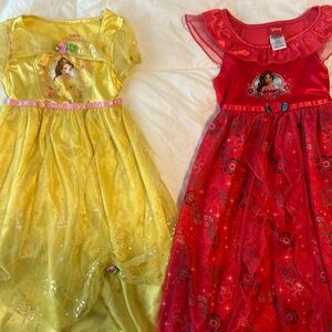 Disney Princess Set of 2 Girls Dress Up Nightgown Belle & Princess Elena Size 3T